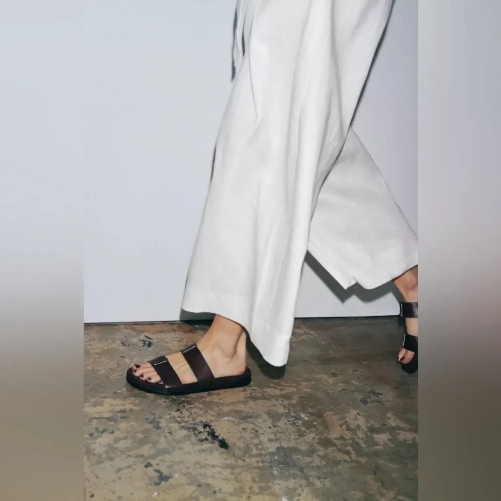 ZARA ZW COLLECTION LINEN VOLUME PLEATED PANTS